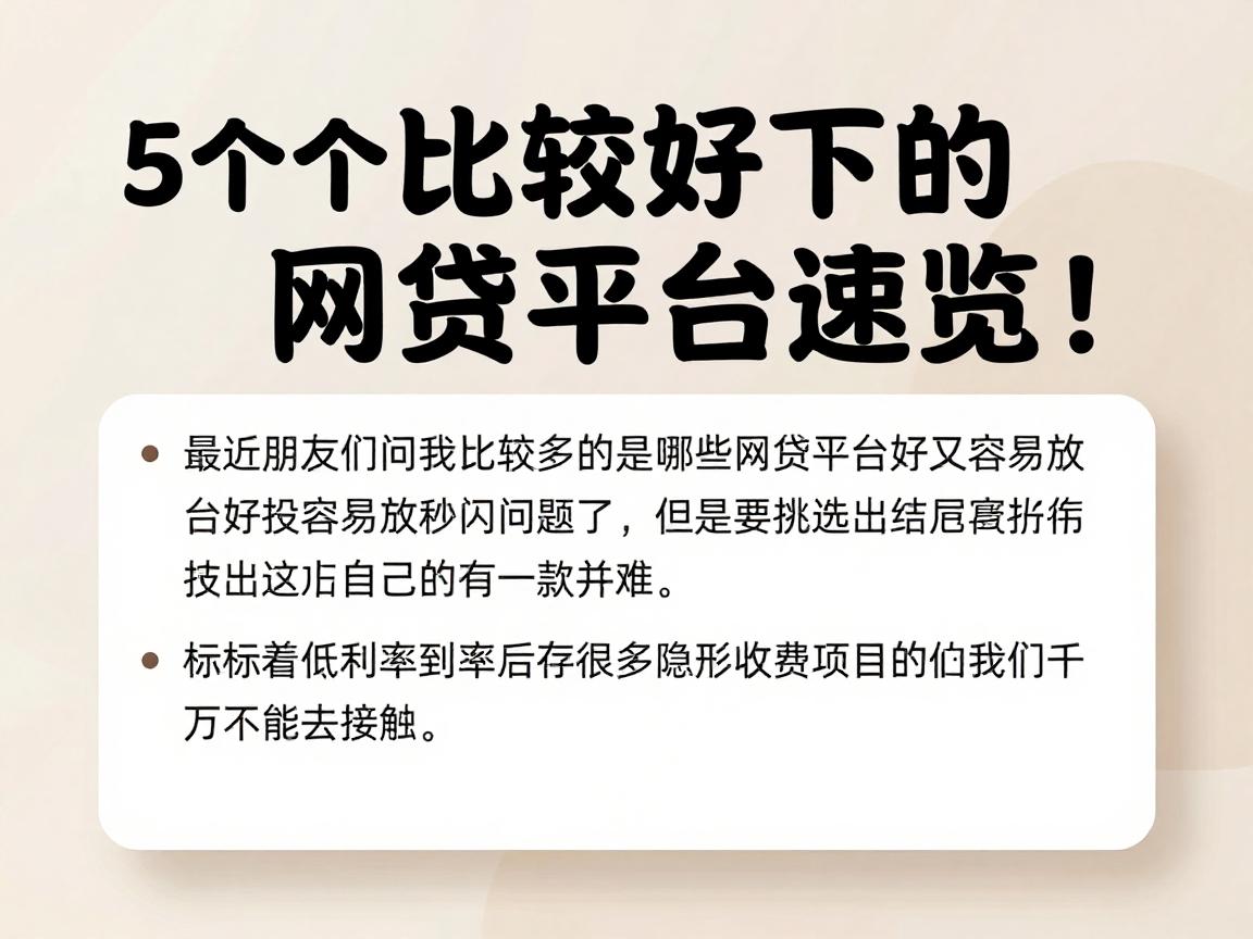 5个比较好下的网贷平台速览！今日重磅盘点，急用钱必看