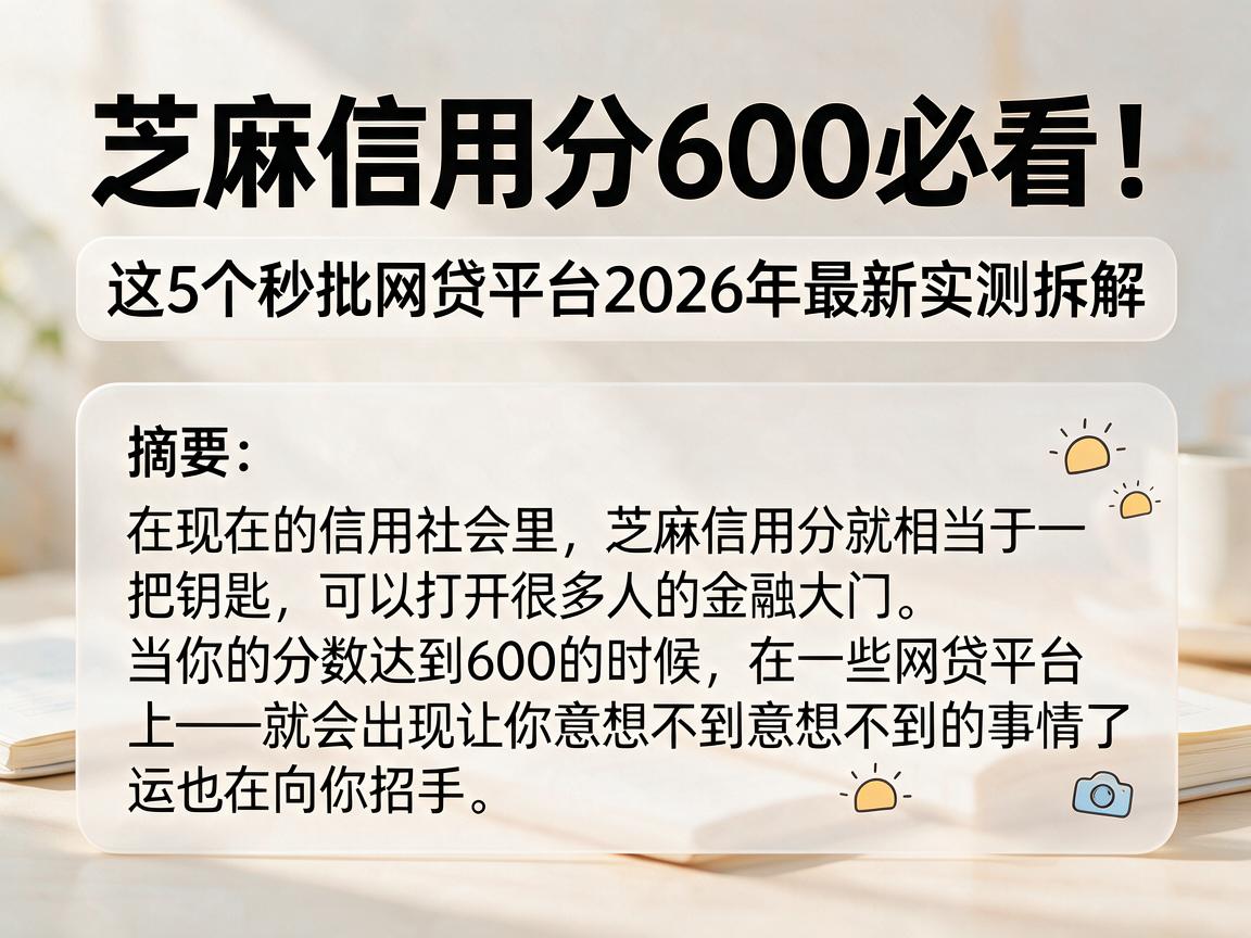 芝麻信用分600必看！这5个秒批网贷平台2026年最新实测拆解