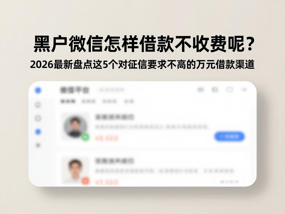 黑户微信怎样借款不收费呢？2026最新盘点这5个对征信要求不高的万元借款渠道
