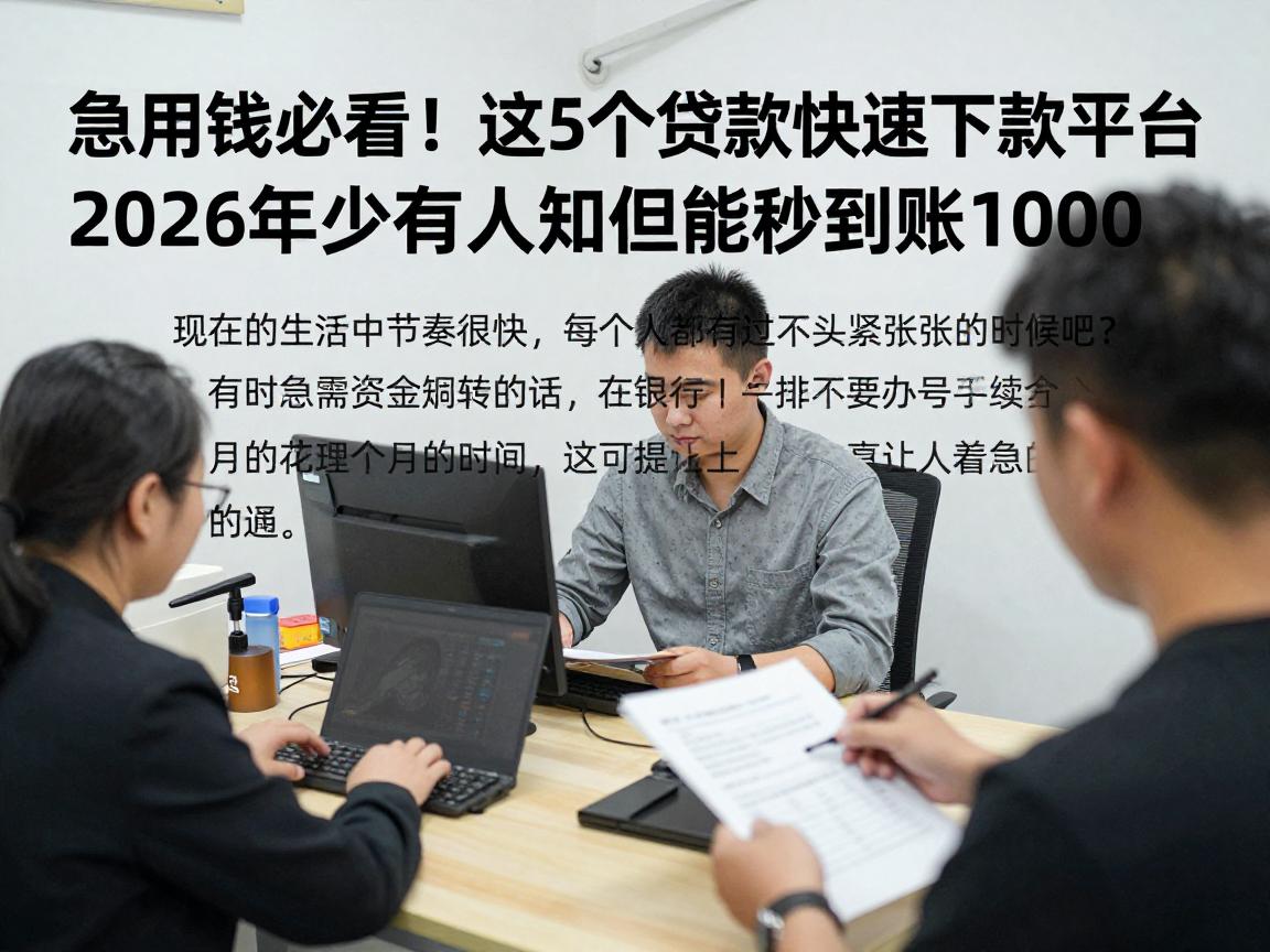 急用钱必看！这5个贷款快速下款平台，2026年少有人知但能秒到账1000