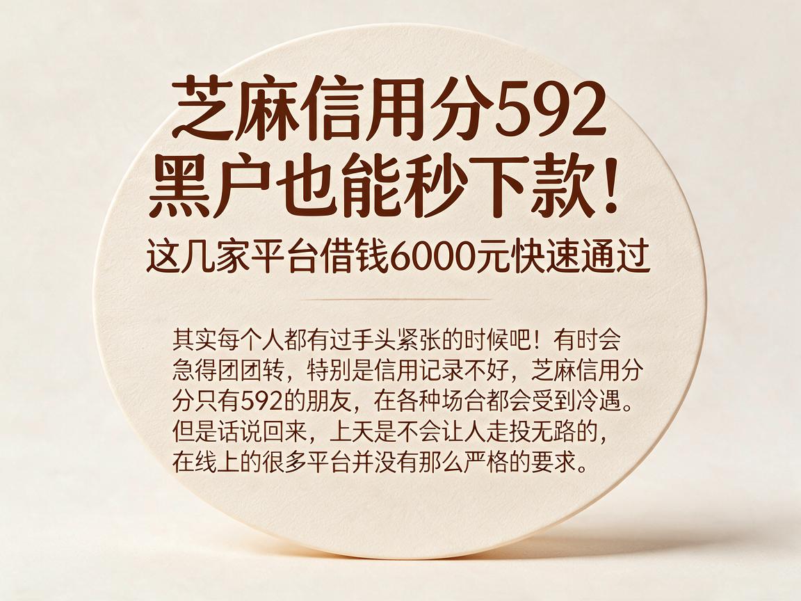 芝麻信用分592黑户也能秒下款！这几家平台借钱6000元快速通过