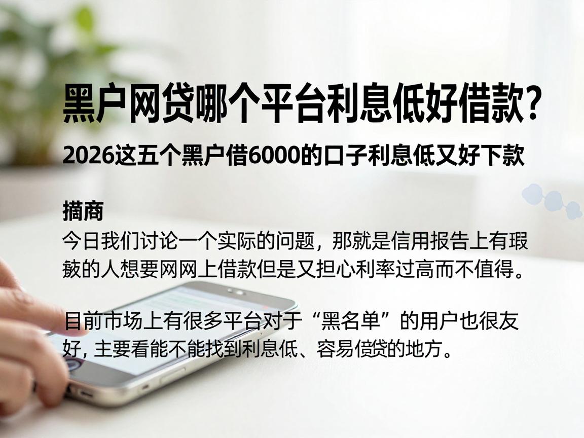 黑户网贷哪个平台利息低好借款？2026这五个黑户借6000的口子利息低又好下款