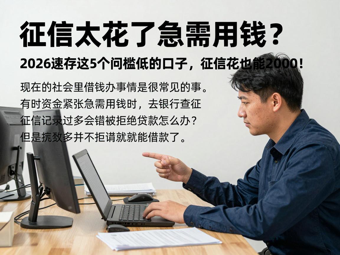 征信太花了急需用钱？2026速存这5个门槛低的口子，征信花也能借2000！