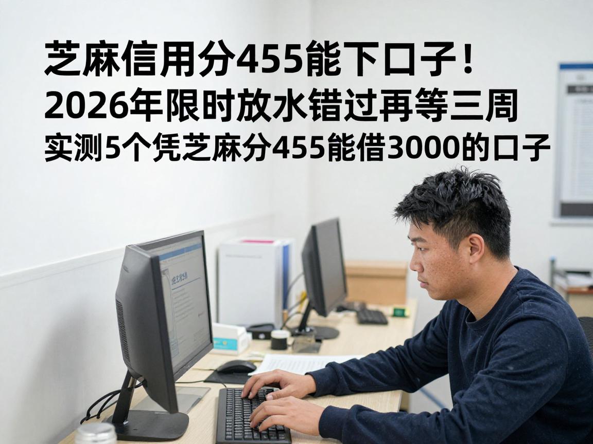 芝麻信用分455能下口子！2026年限时放水错过再等三周，实测5个凭芝麻分455能借3000的口子