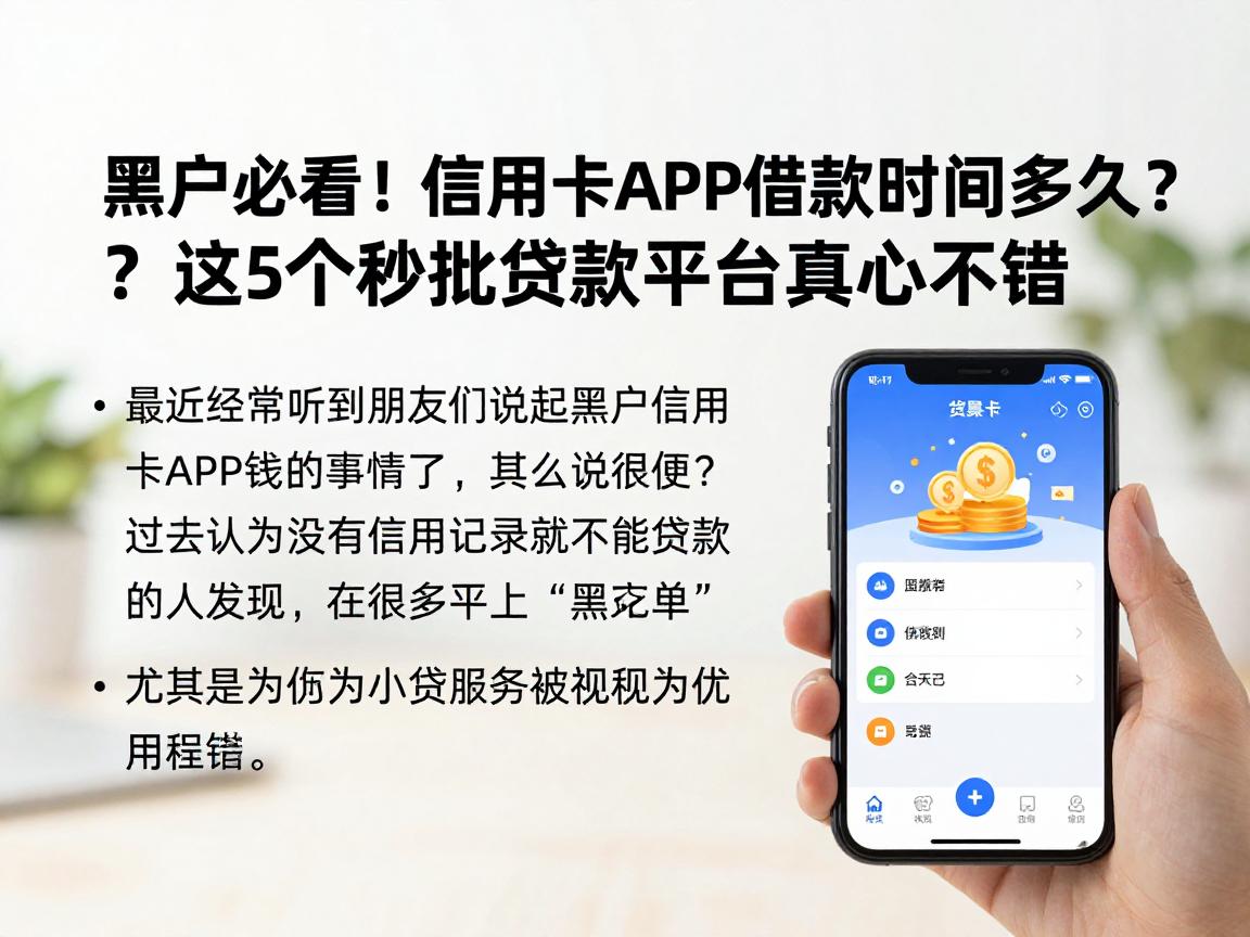 黑户必看！信用卡APP借款时间多久？这5个秒批贷款平台真心不错