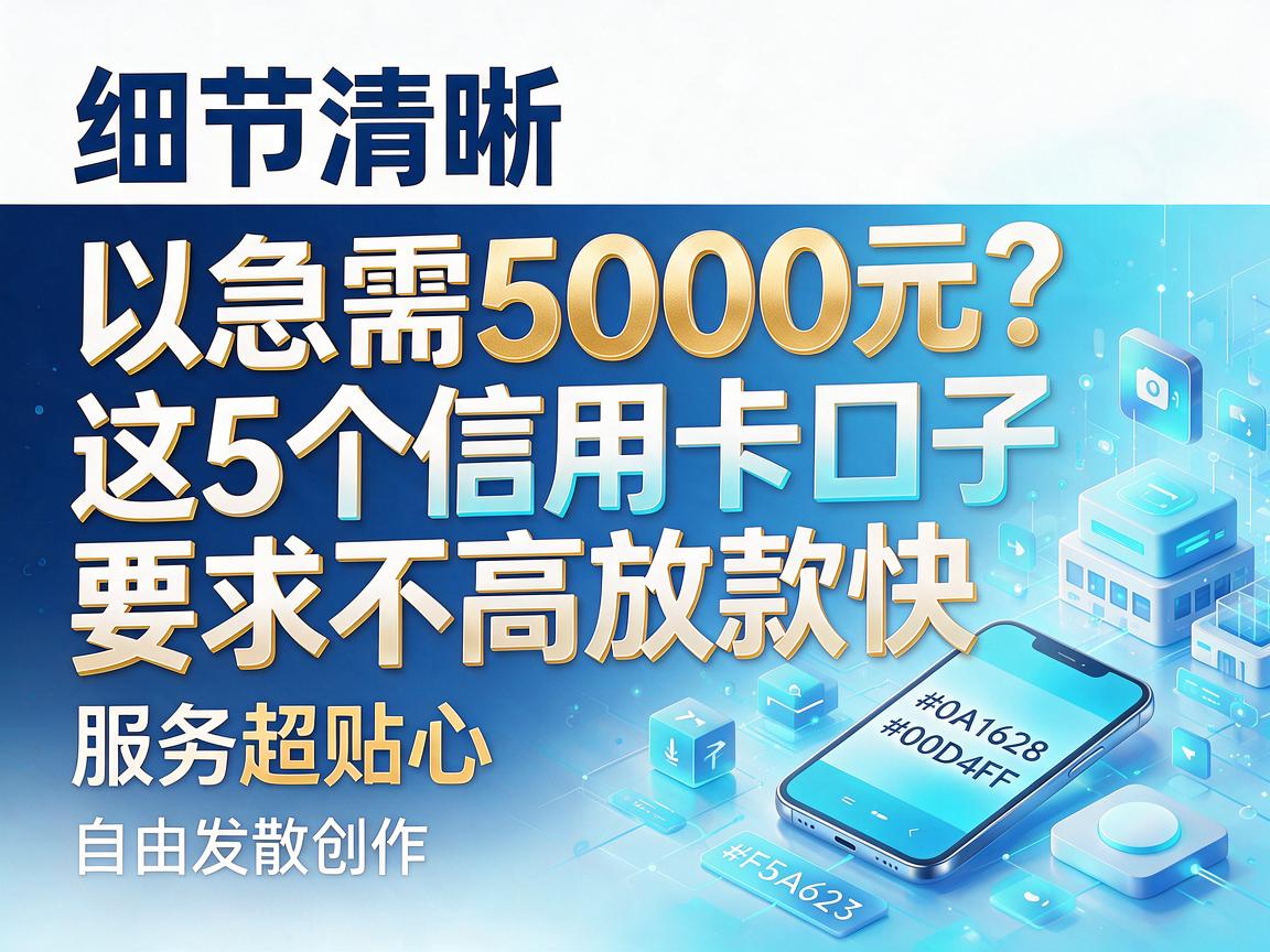 急需5000元？这5个信用卡口子要求不高放款快，服务超贴心