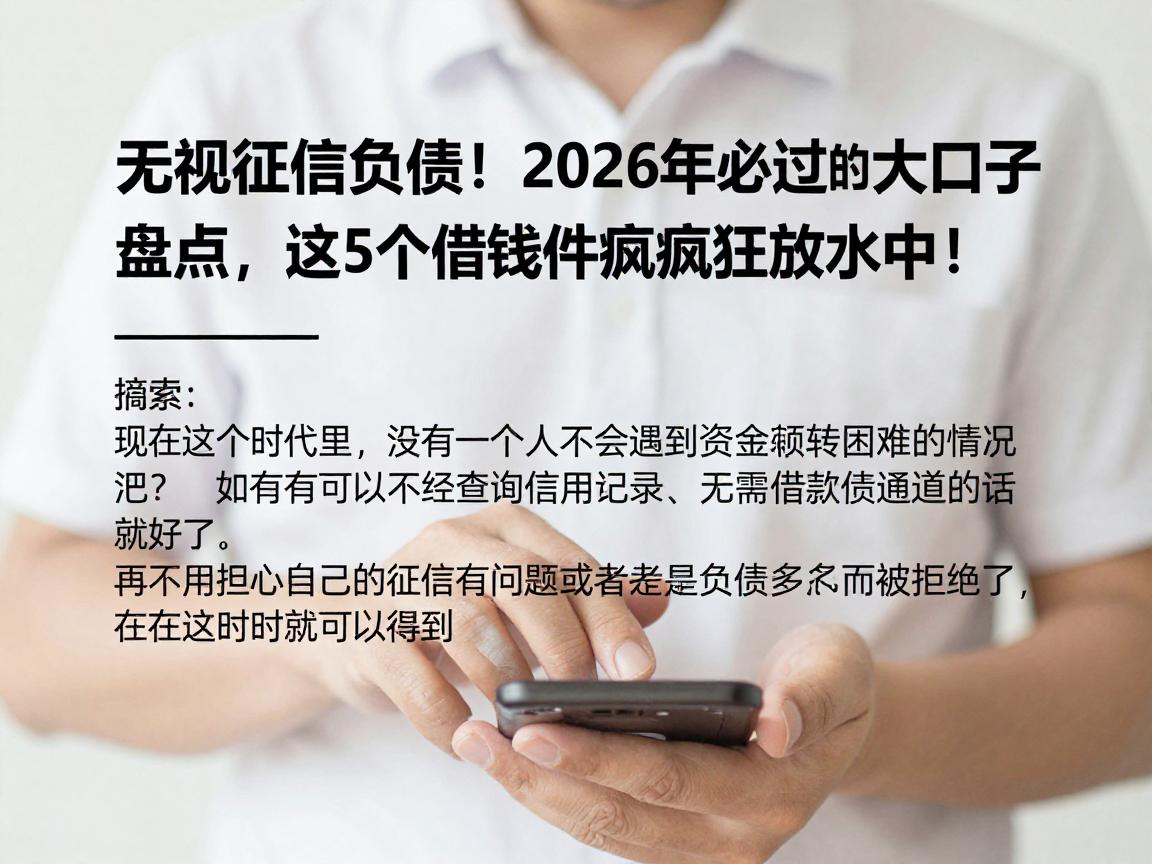 无视征信负债！2026年必过的大口子盘点，这5个借钱软件疯狂放水中！