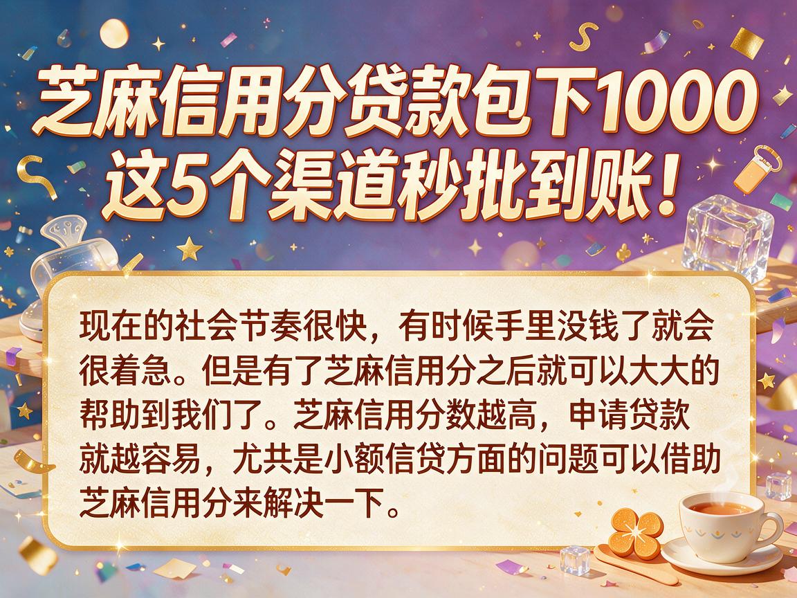 芝麻信用分贷款包下1000，这5个渠道秒批到账！