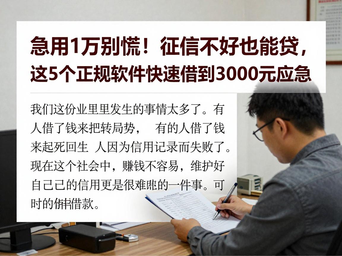 急用1万别慌！征信不好也能贷，这5个正规软件快速借到3000元应急