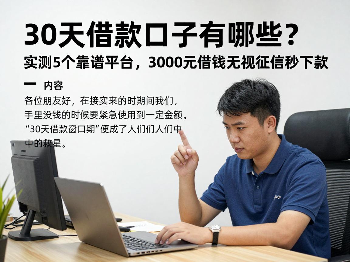 30天借款口子有哪些？实测5个靠谱平台，3000元借钱无视征信秒下款