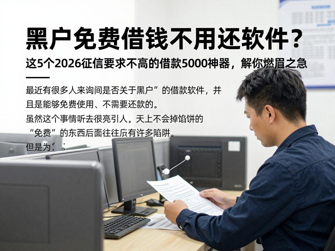 黑户免费借钱不用还软件？这5个2026征信要求不高的借款5000神器，解你燃眉之急