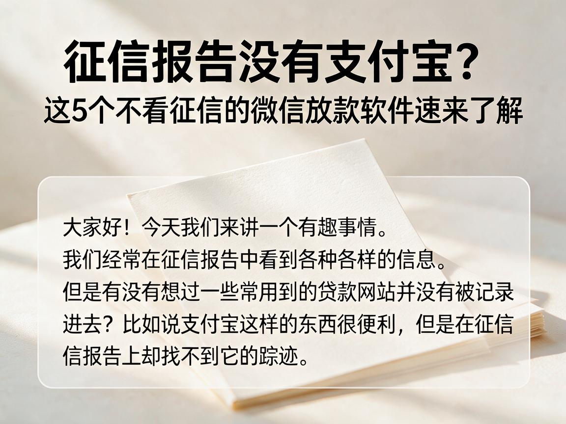 征信报告没有支付宝？这5个不看征信的微信放款软件速来了解