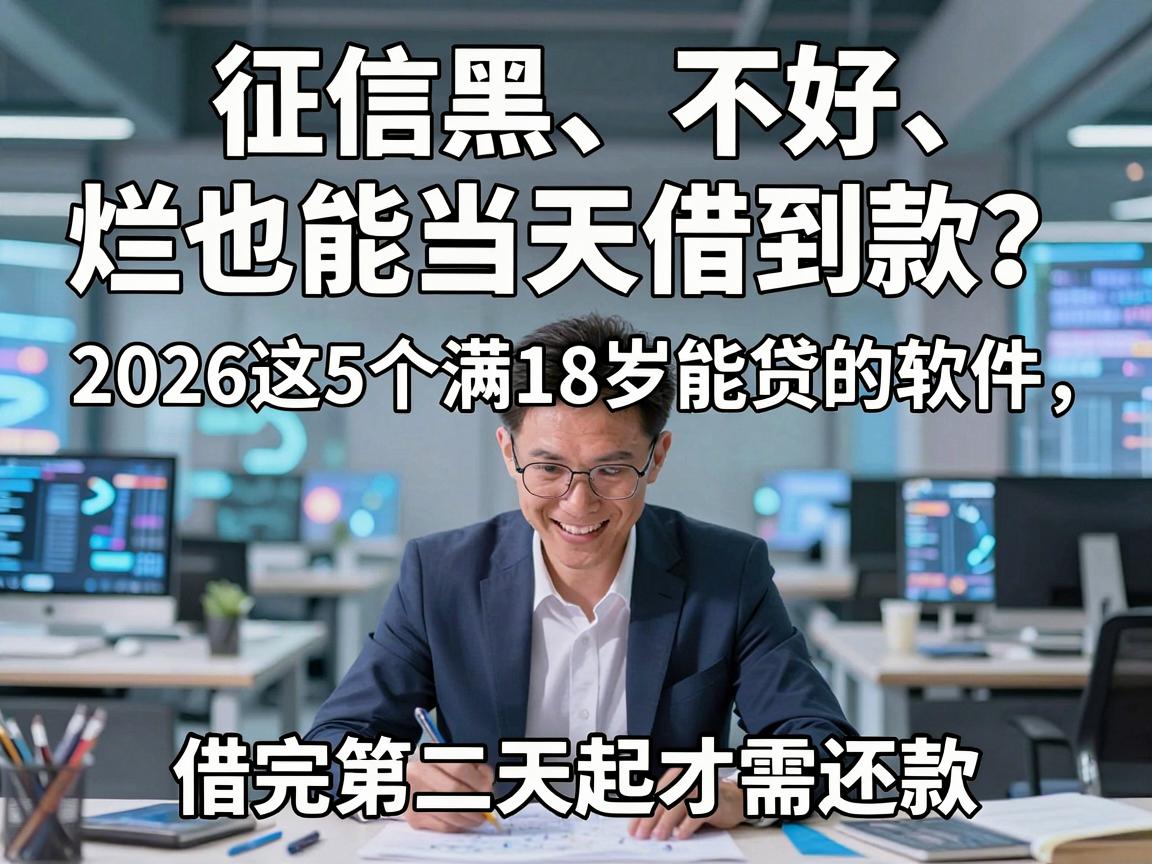 征信黑、不好、烂也能当天借到款？2026这5个满18岁能贷的软件，借完第二天起才需还款！