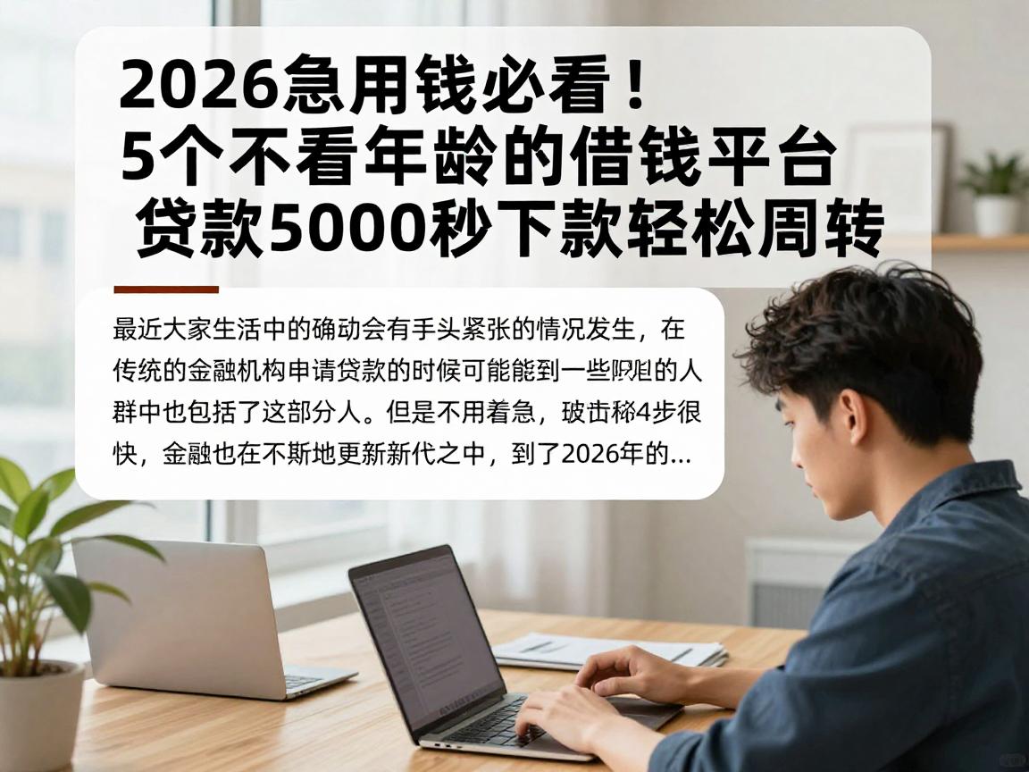2026急用钱必看！5个不看年龄的借钱平台，贷款5000秒下款轻松周转