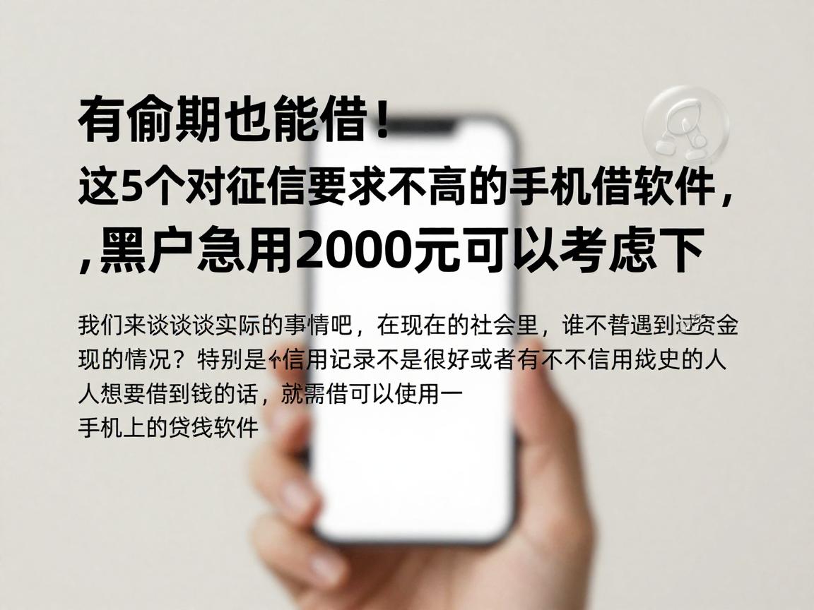 有逾期也能借！这5个对征信要求不高的手机借钱软件，黑户急用2000元可以考虑下