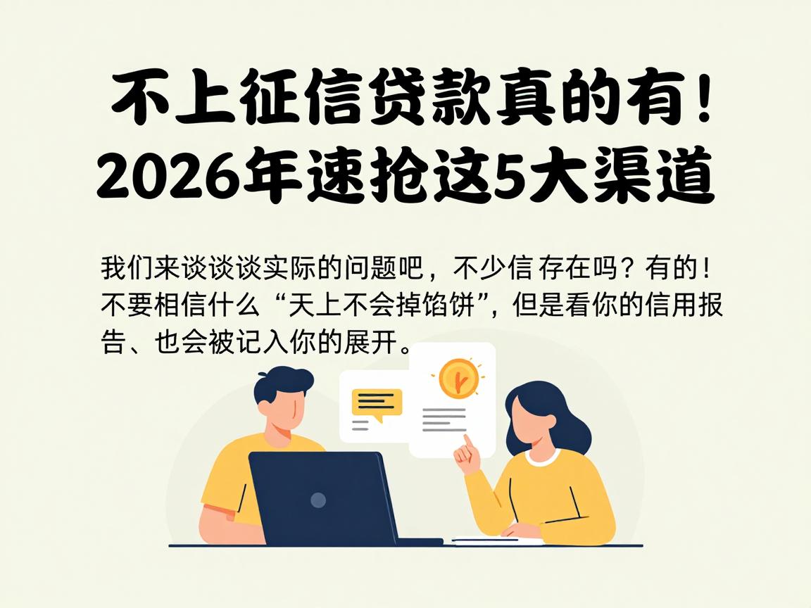 不上征信贷款真的有！2026年速挖这5大渠道，手把手拆解给你看