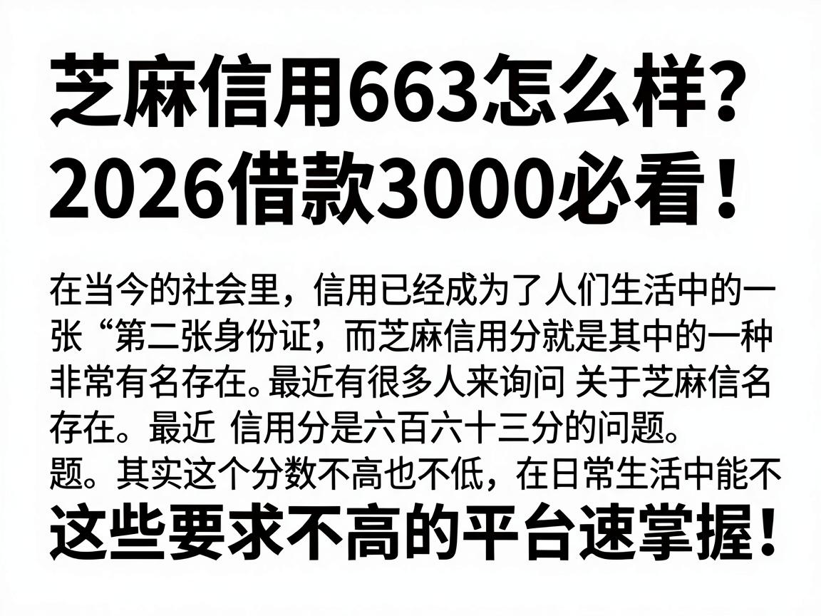 芝麻信用663怎么样？2026借款3000必看！这些要求不高的平台速掌握
