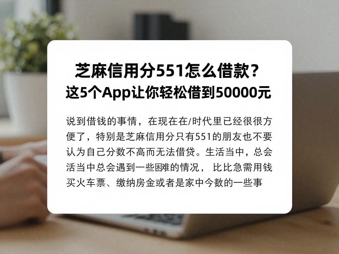 芝麻信用分551怎么借款？这5个App让你轻松借到50000元