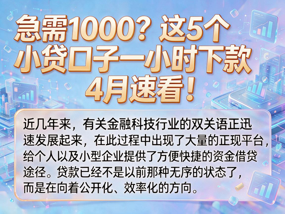 急需1000？这5个小贷口子一小时下款，4月速看！