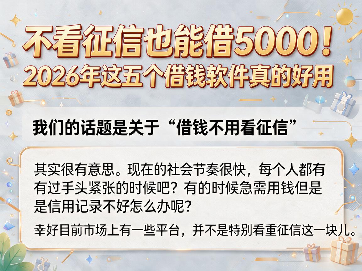 不看征信也能借5000！2026年这五个借钱软件真的好用
