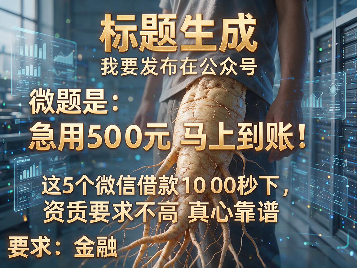 急用500元马上到账！这5个微信公众号借款1000秒下，资质要求不高真心靠谱