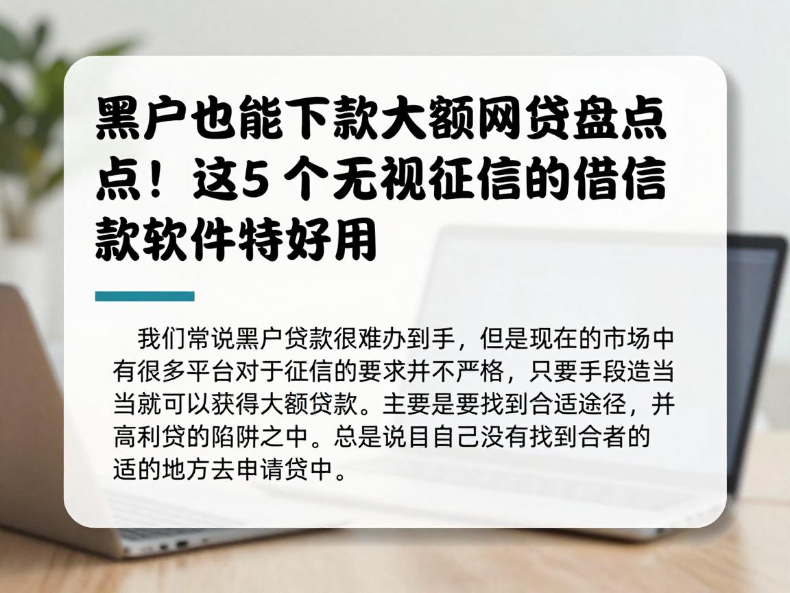 黑户也能下款的大额网贷盘点！这5个无视征信的借款软件特好用