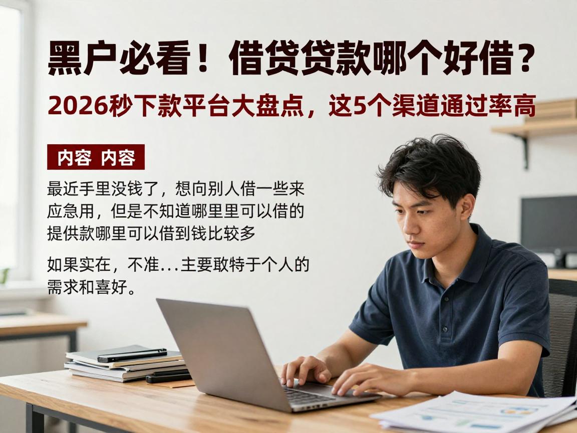 黑户必看！借钱贷款哪个好借？2026秒下款平台大盘点，这5个渠道通过率高！
