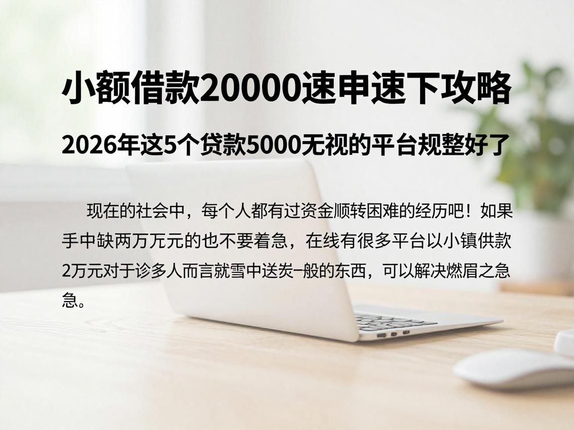 小额借款20000速申速下攻略！2026年这5个贷款5000无视的平台规整好了