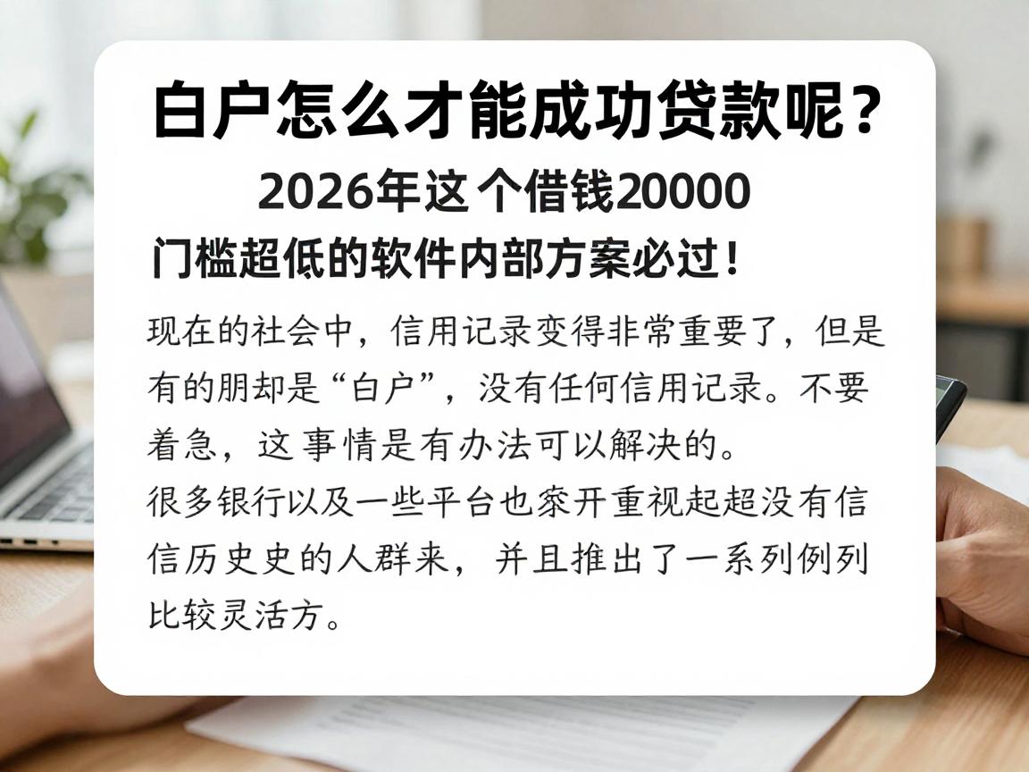 白户怎么才能成功贷款呢？2026年这5个借钱2000门槛超低的软件内部方案必过！