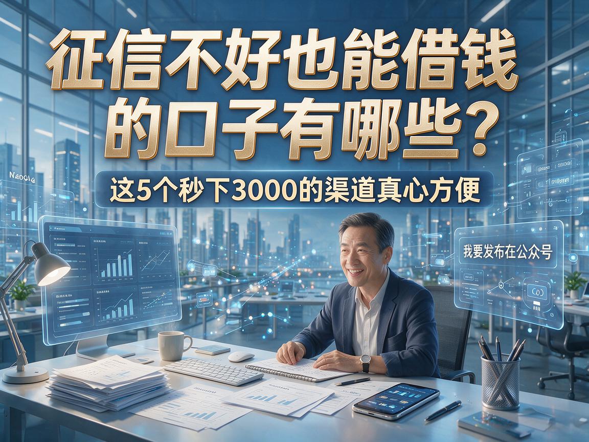 征信不好也能借钱的口子有哪些？这5个秒下3000的渠道真心方便