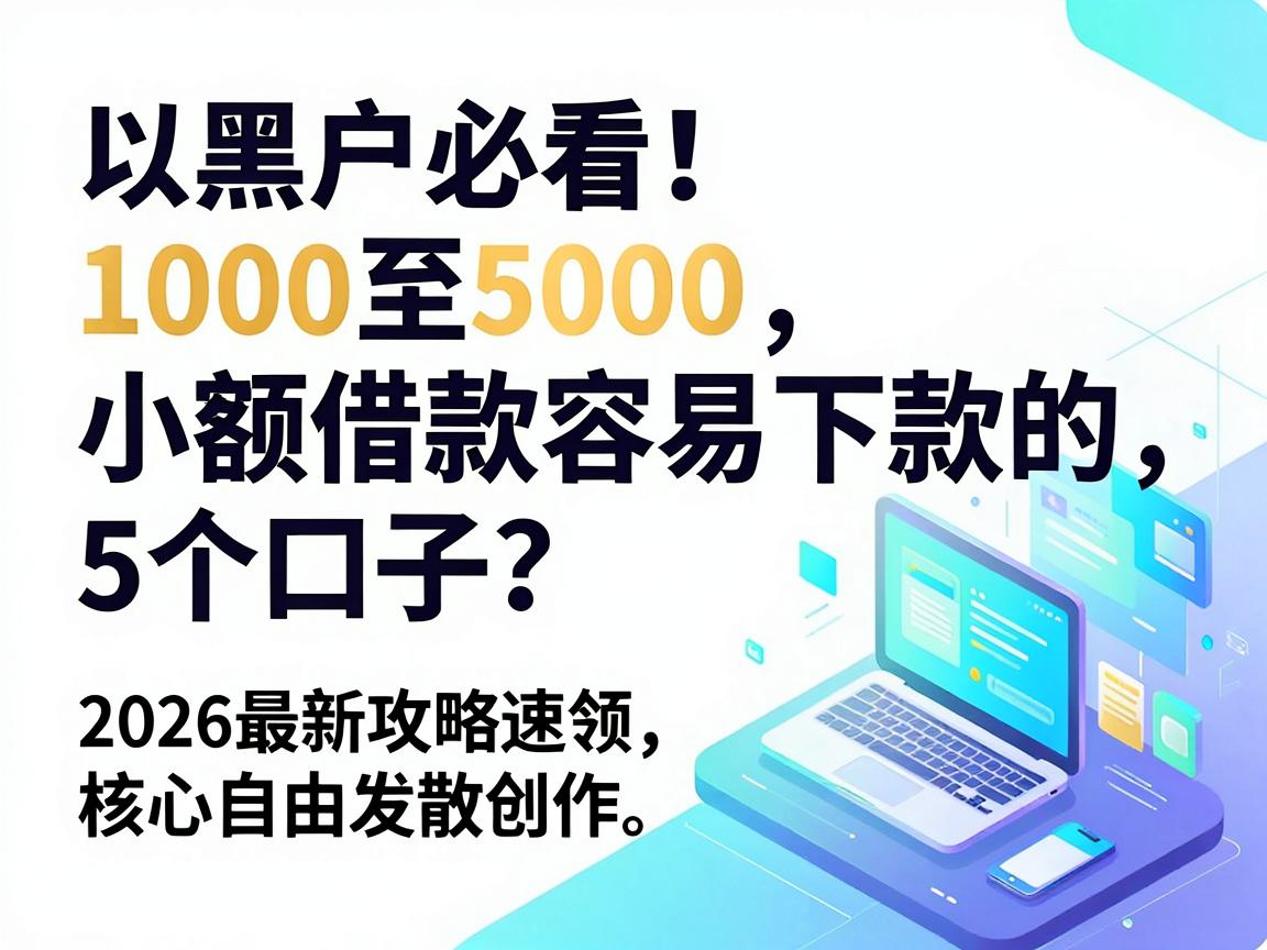 黑户必看！1000至5000小额借款容易下款的5个口子，2026最新攻略速领