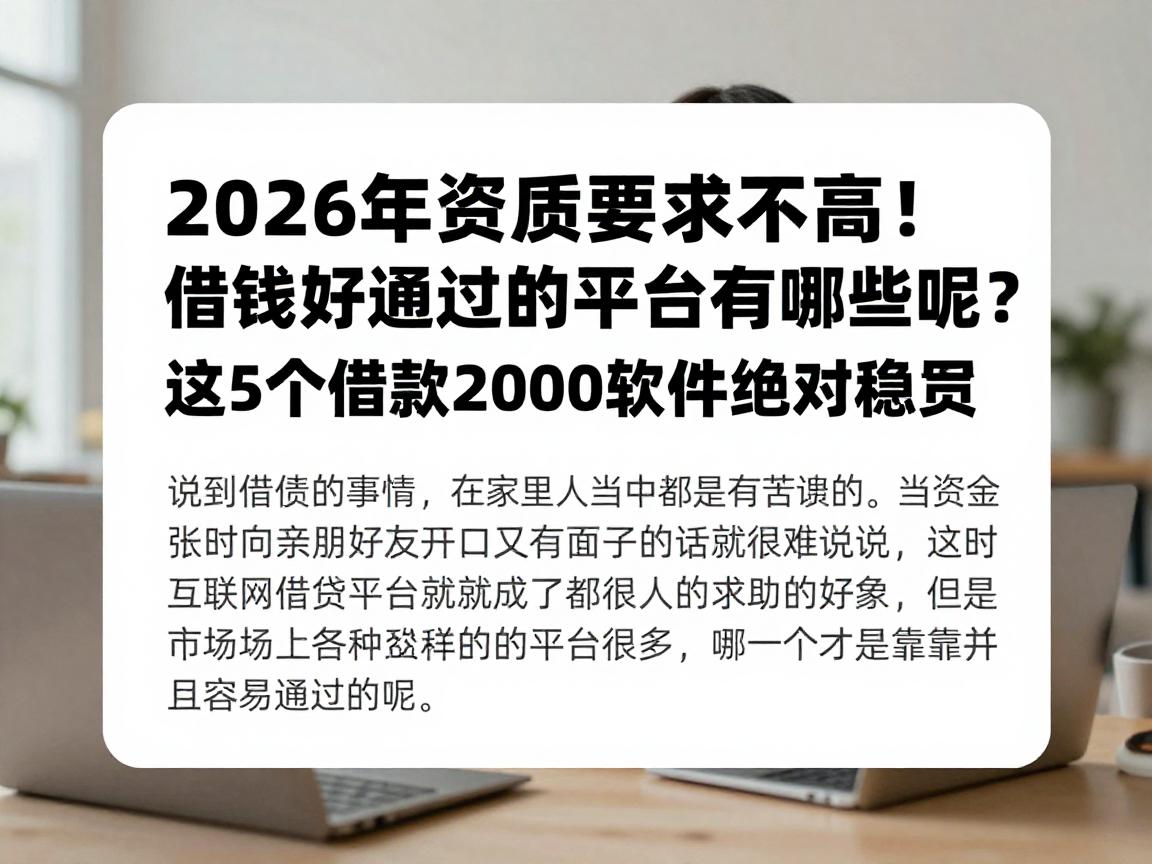 2026年资质要求不高！借钱好通过的平台有哪些呢？这5个借款2000软件绝对稳妥
