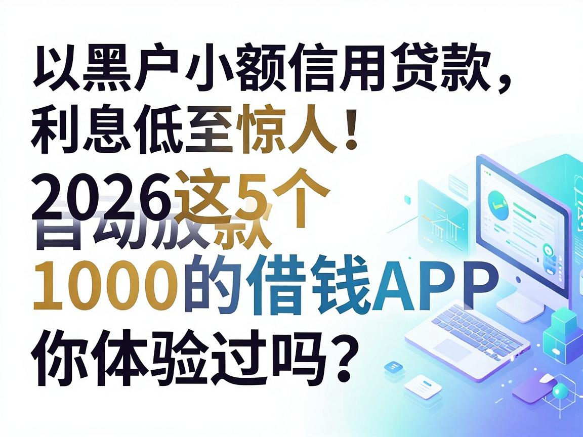 黑户小额信用贷款利息低至惊人！2026这5个自动放款1000的借钱APP，你体验过吗？