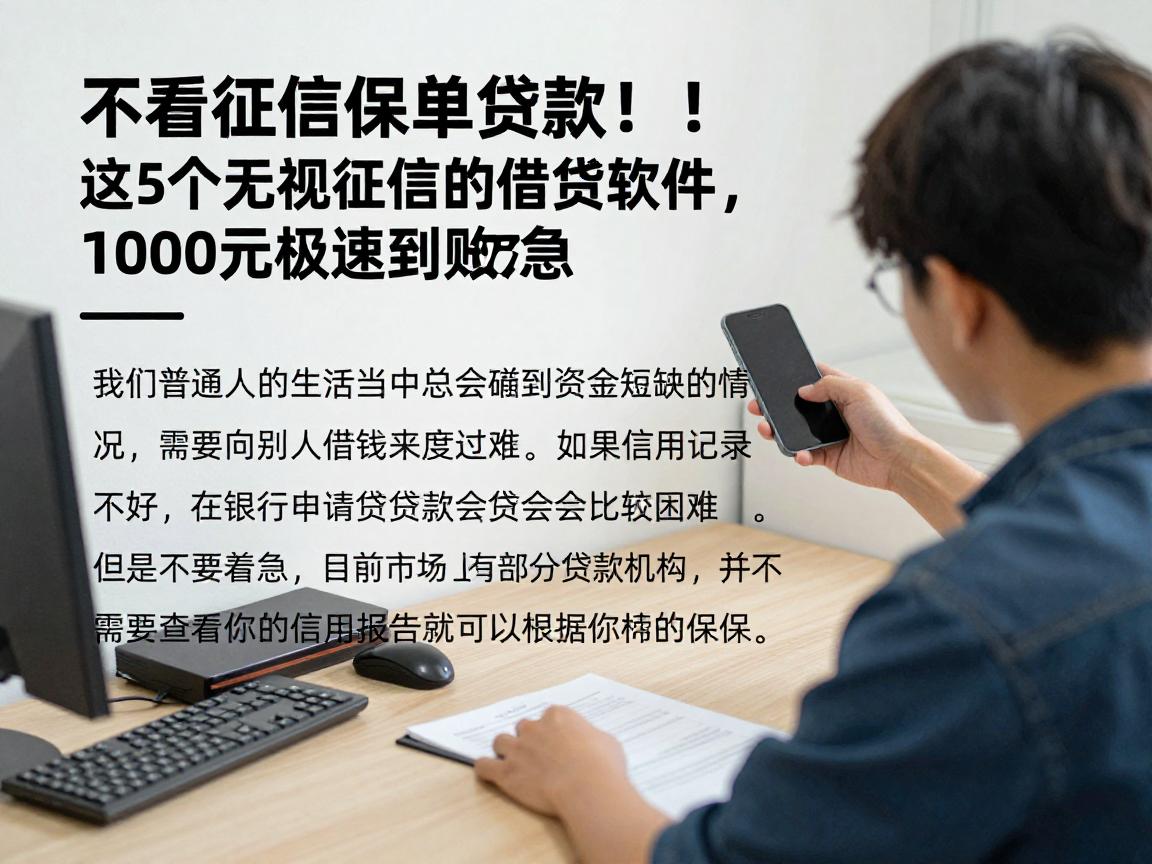不看征信保单可贷款！这5个无视征信的借钱软件，1000元极速到账救急