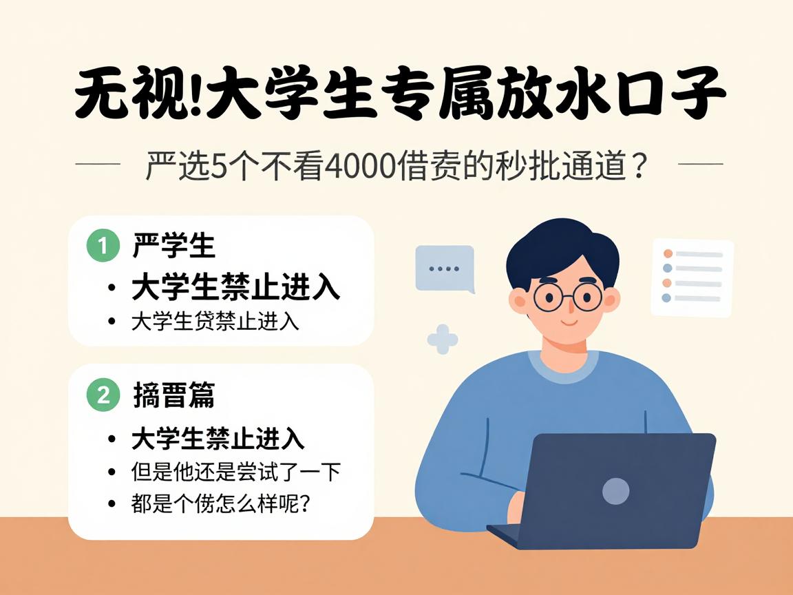 无视一切！2026大学生专属放水口子，严选5个不看4000借款的秒批通道