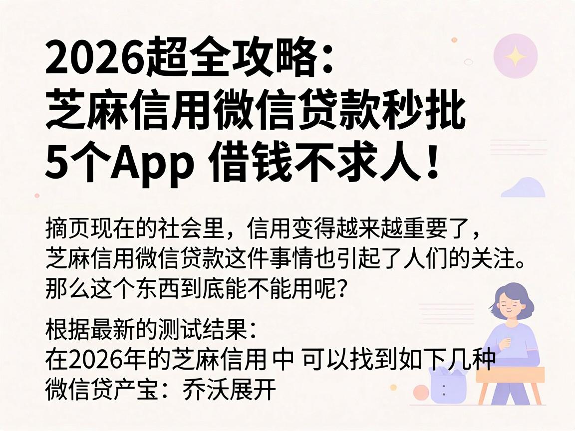 2026超全攻略：芝麻信用微信贷款秒批的5个App，借钱不求人！