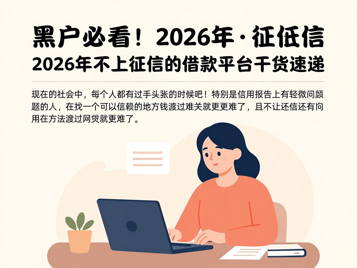 黑户必看！2026年不上征信的借款平台干货速递，这5个对征信要求低的口子轻松借1000