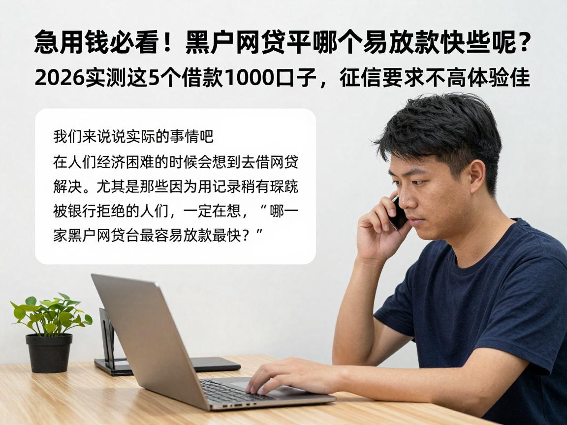 急用钱必看！黑户网贷平台哪个容易放款快些呢？2026实测这5个借款1000口子，征信要求不高体验佳