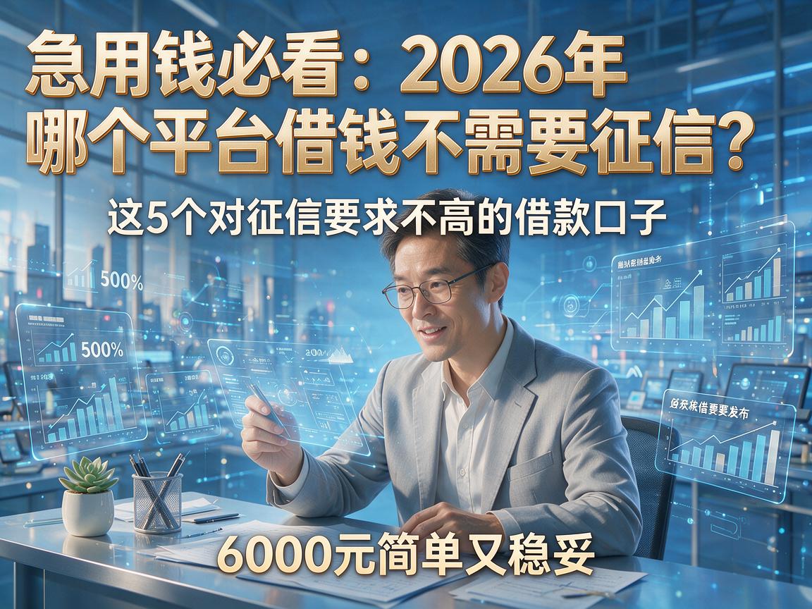 急用钱必看：2026年哪个平台借钱不需要征信？这5个对征信要求不高的借款口子，6000元简单又稳妥！