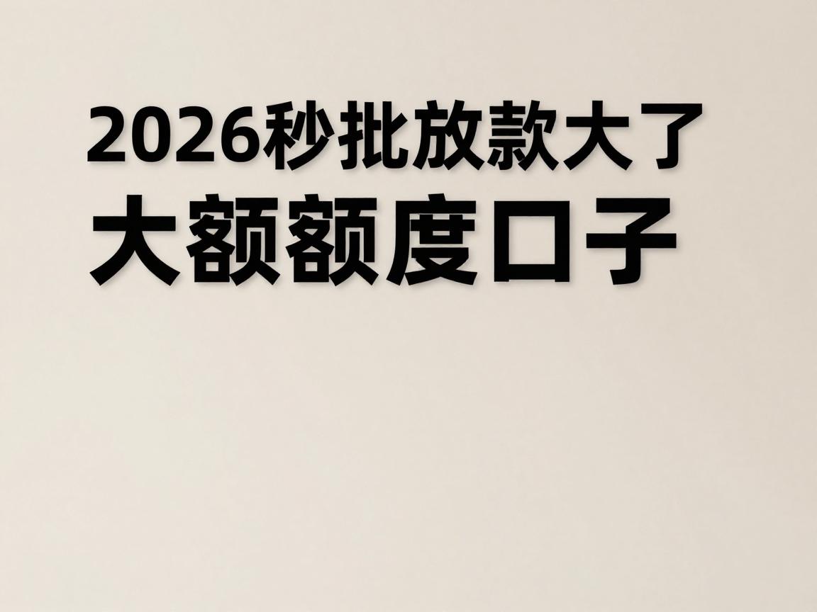 2026秒批放款大额口子合集来了！这5个门槛低好下款，急用钱必看