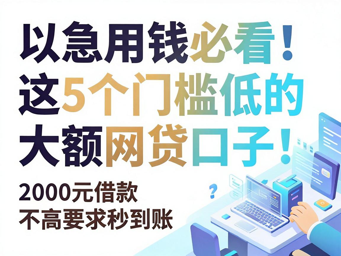 急用钱必看！这5个门槛低的大额网贷口子，2000元借款要求不高秒到账