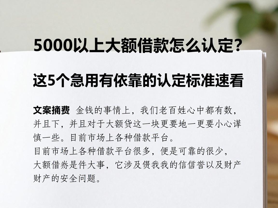 5000以上大额借款怎么认定？这5个急用有依靠的认定标准速看