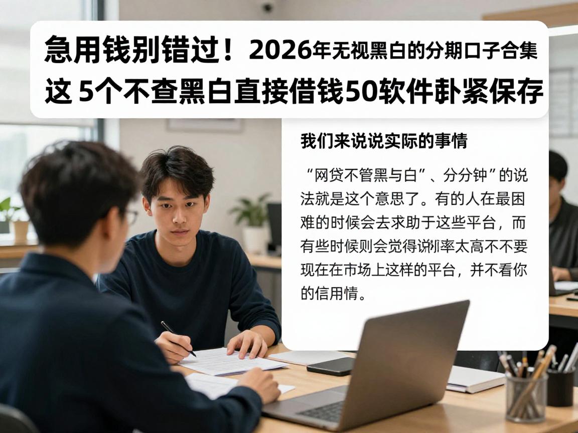 急用钱别错过！2026年网贷无视黑白的分期口子合集，这5个不查黑白直接借钱5000的软件赶紧保存！