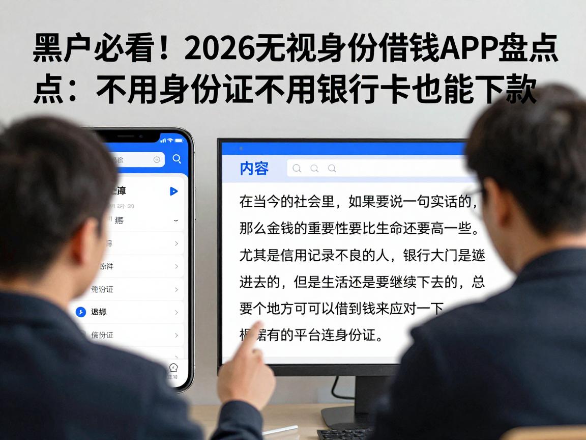 黑户必看！2026无视身份借钱APP盘点：不用身份证不用银行卡也能下款