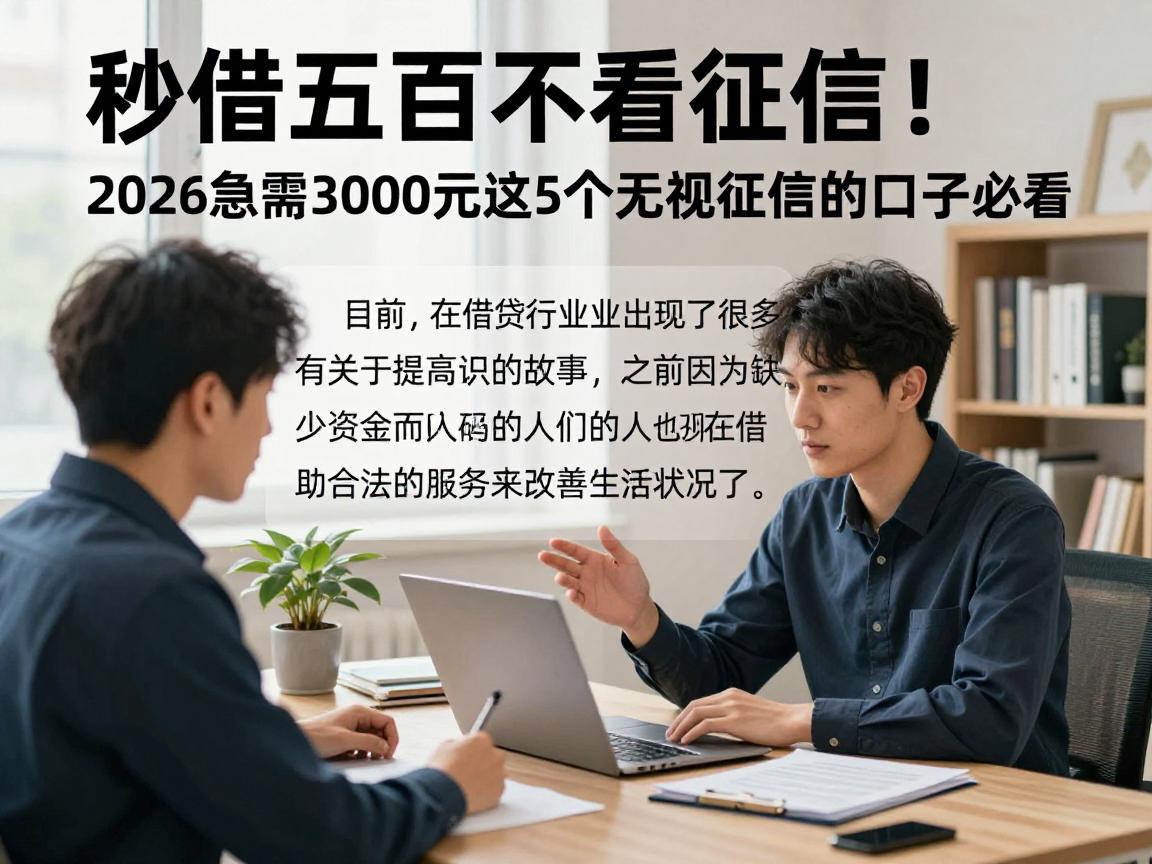 秒借五百不看征信！2026急需3000元这5个无视征信的口子必看