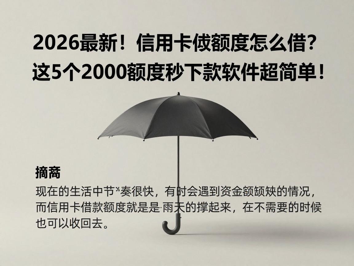 2026最新！信用卡借款额度怎么借？这5个2000额度秒下款软件超简单！
