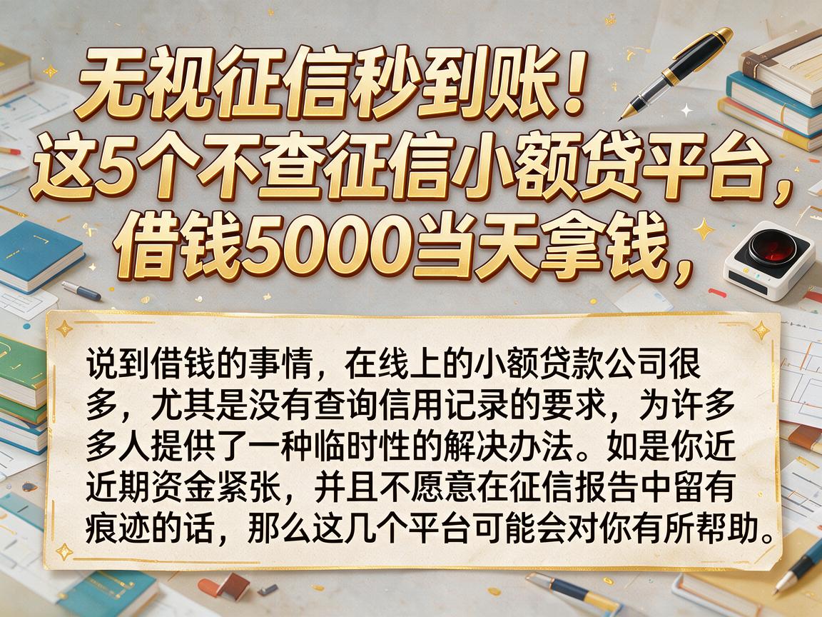 无视征信秒到账！这5个不查征信小额贷平台，借钱5000当天拿钱