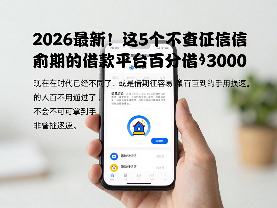 2026最新！这5个不查征信逾期的借款平台百分百通过，征信不好也能借3000