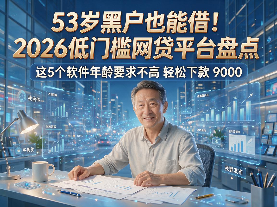 53岁黑户也能借！2026低门槛网贷平台盘点，这5个软件年龄要求不高轻松下款9000