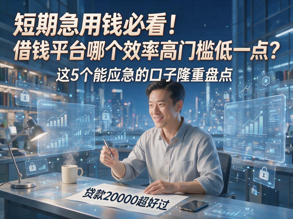 短期急用钱必看！借钱平台哪个效率高门槛低一点？这5个能应急的口子隆重盘点，贷款20000超好过